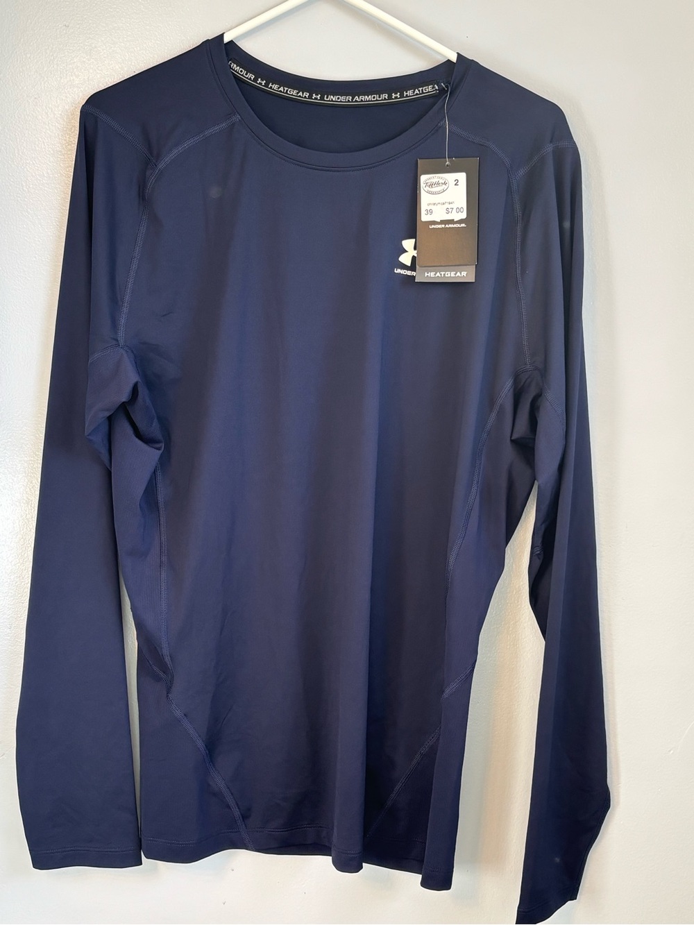 Under Armour Navy Blue Long Sleeve HeatGear Compression Shirt Sz XXL. NWT